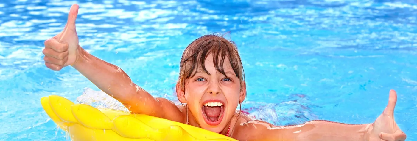 Child enjoying a clean, safe pool